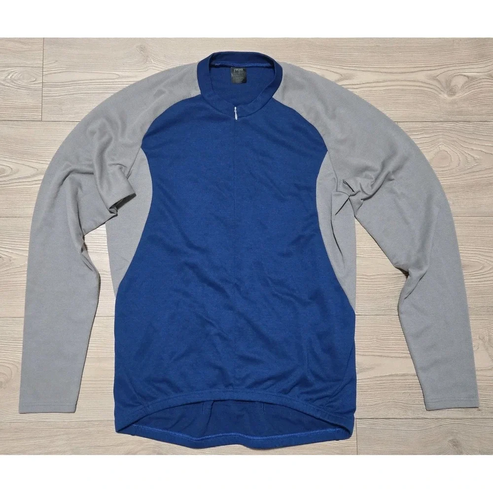 REI‎ Cycling Jacket Full Zip Blue Gray Mens Large Long Sleeve Shirt